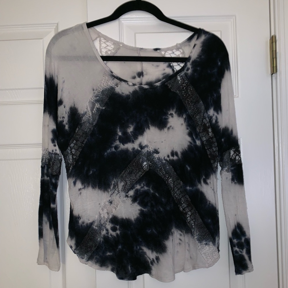 Never worn navy and white top with lace